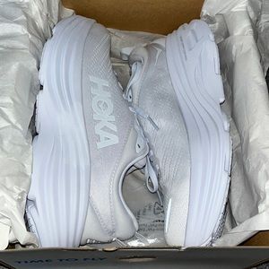 Brand new in the box pure white Hoka BONDI 8 sneakers sz 8